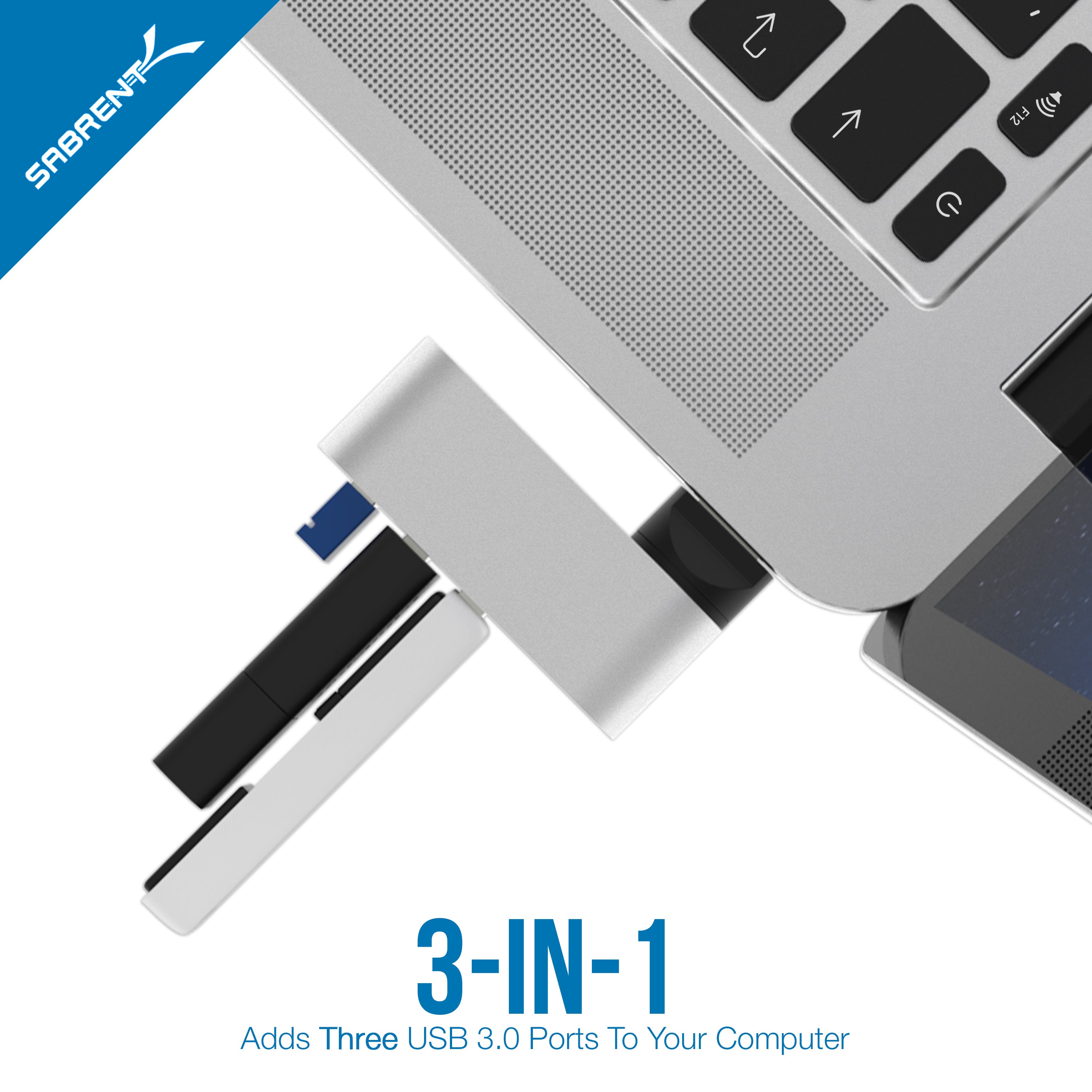 3-Port Mini USB 3.0 Rotating Hub