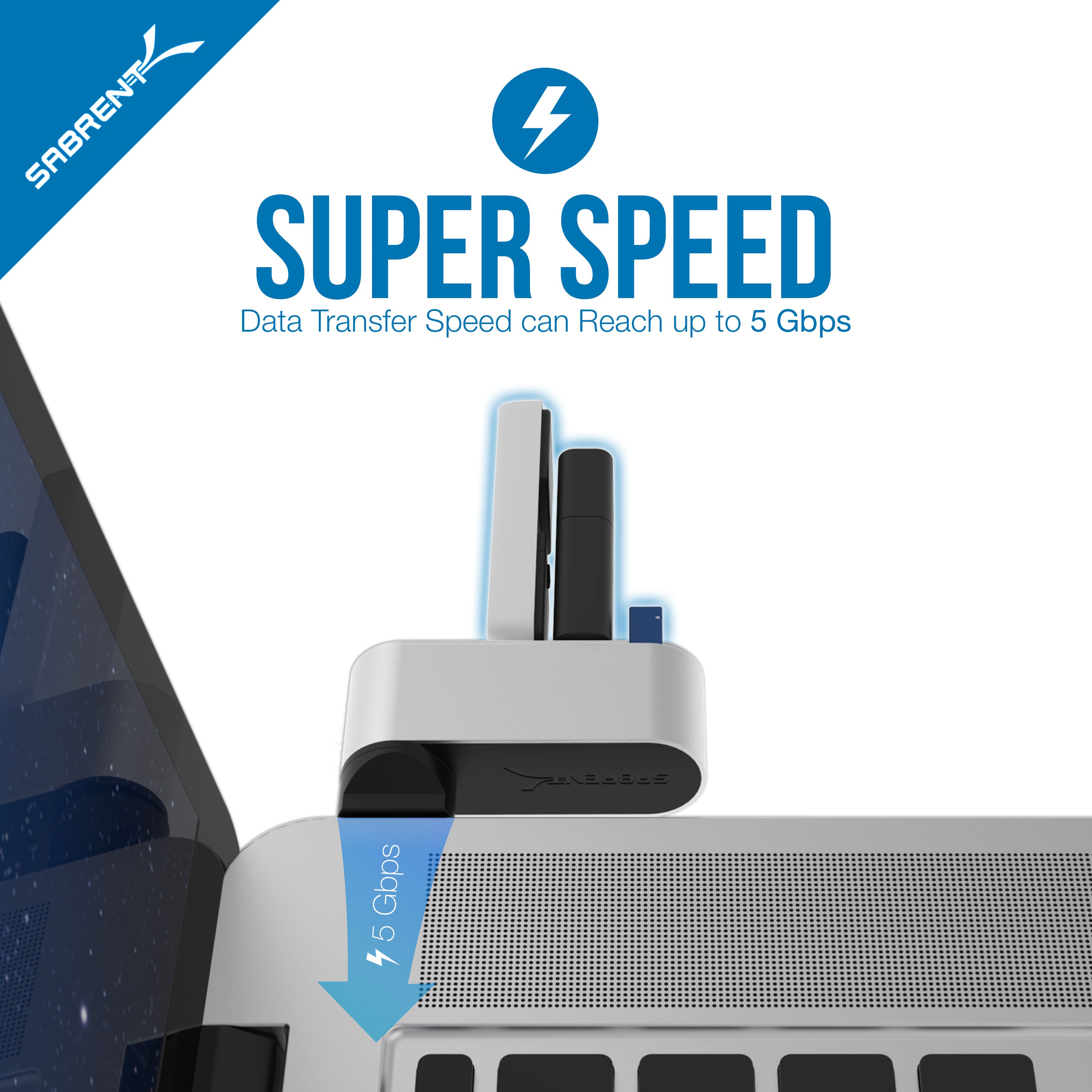 3-Port Mini USB 3.0 Rotating Hub