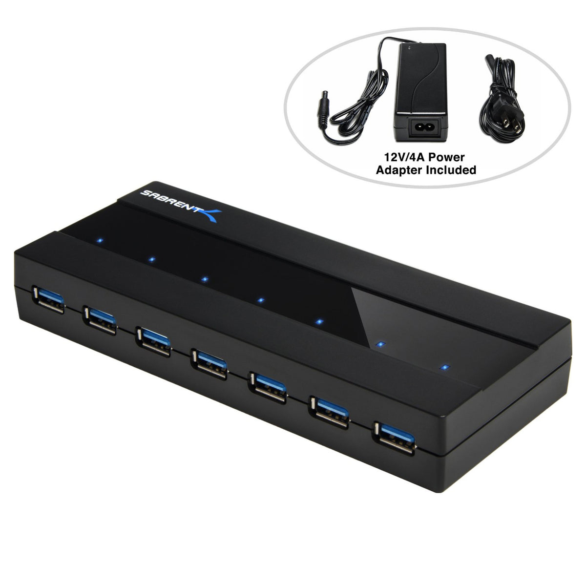7 Port USB 3.0 Hub with 4A Power Adapter