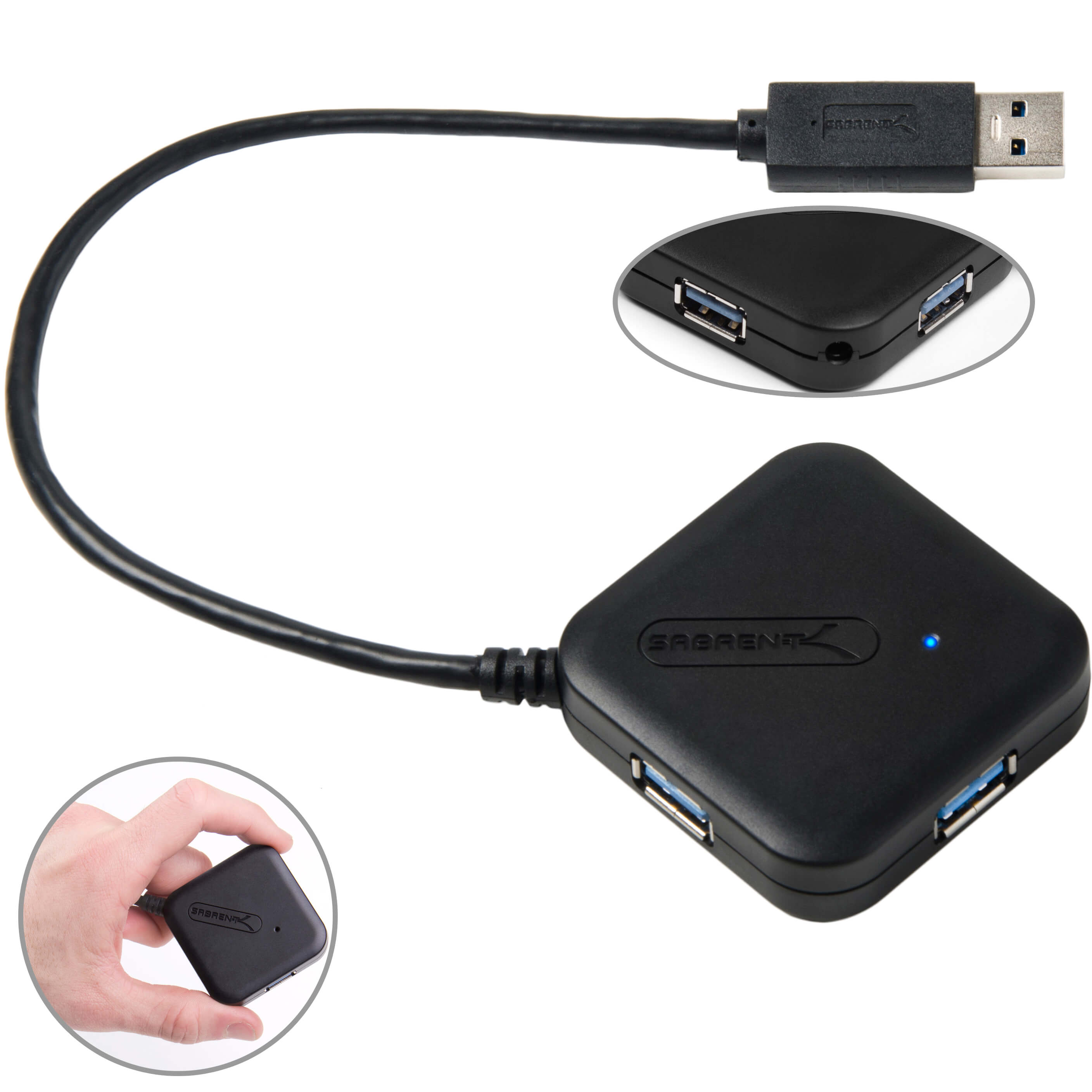 4 Port Portable USB 3.0 Hub (9.5" cable)