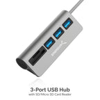 3 Port USB 3.0 Hub with SD/Micro SD Card Reader