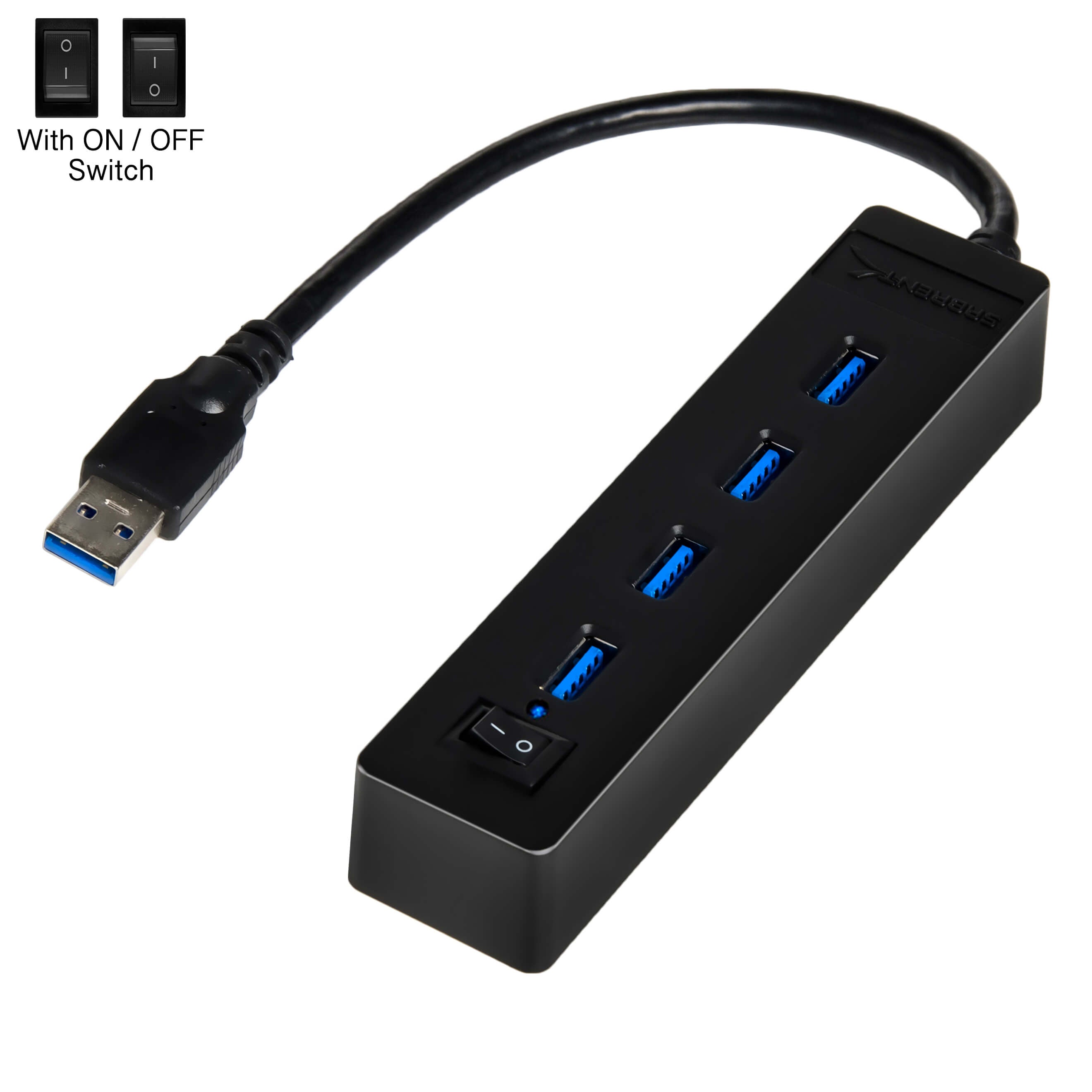 4 Port Portable USB 3.0 Hub With Power Switch