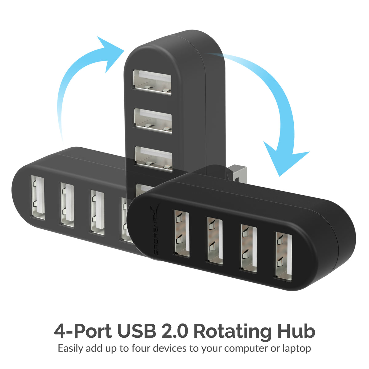 4-Port Mini USB 2.0 Rotating Hub