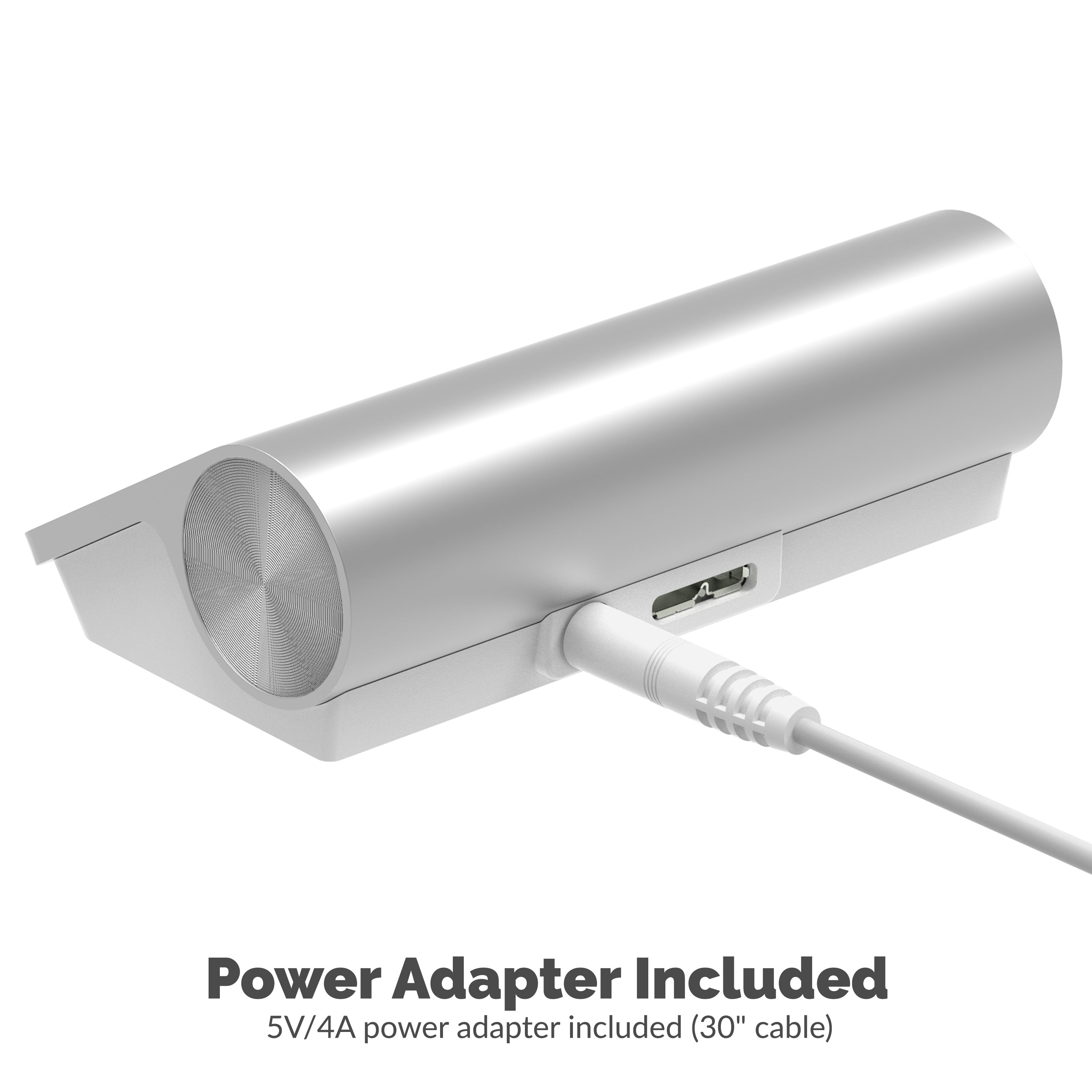 Premium 4 Port Aluminum USB 3.0 Hub (30" Cable) for iMac, MacBook, MacBook Pro, MacBook Air, Mac Mini, or Any PC [Silver] 5V/4A Power Adapter Included