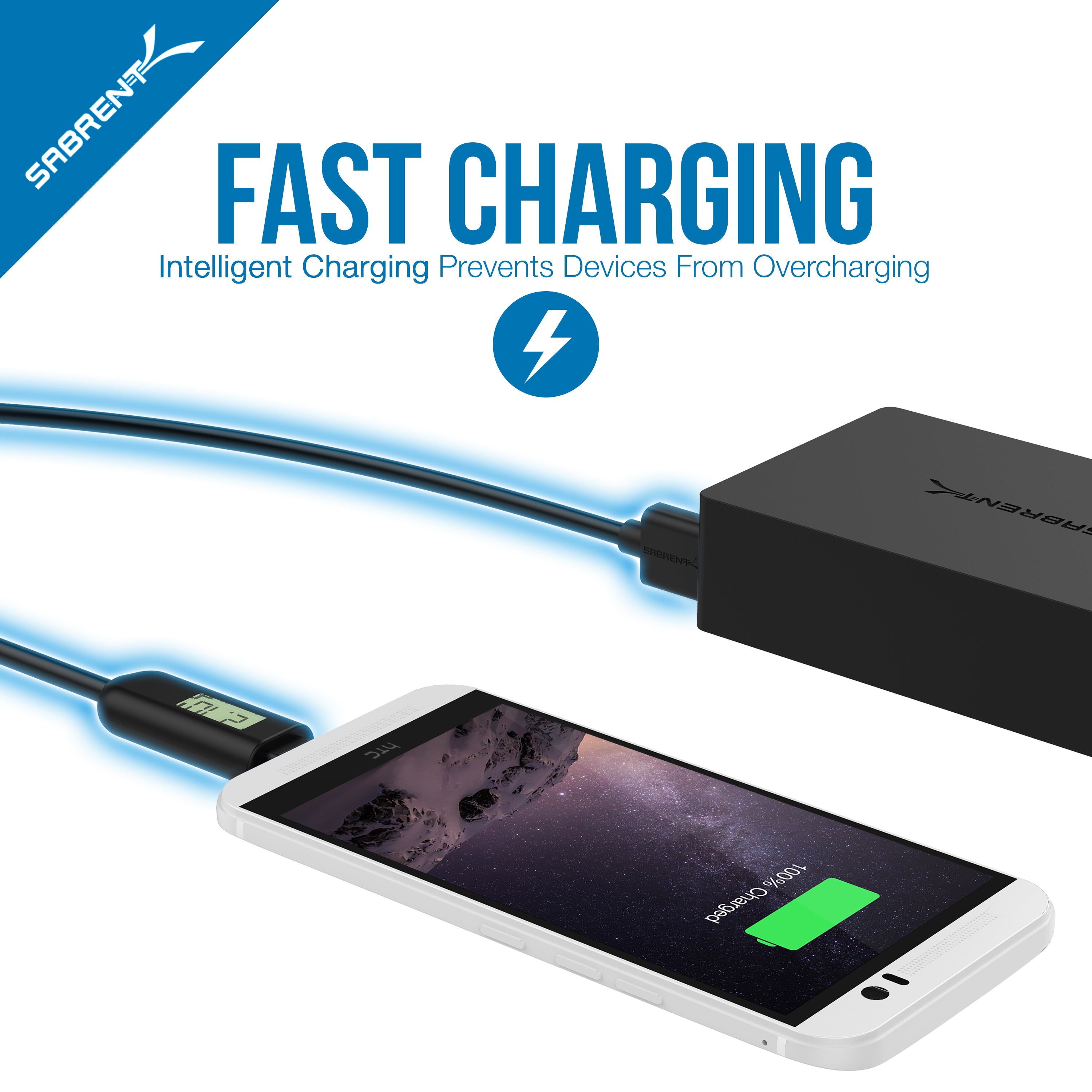 Micro USB cable with Voltage and Ampere Monitor (6 FT)