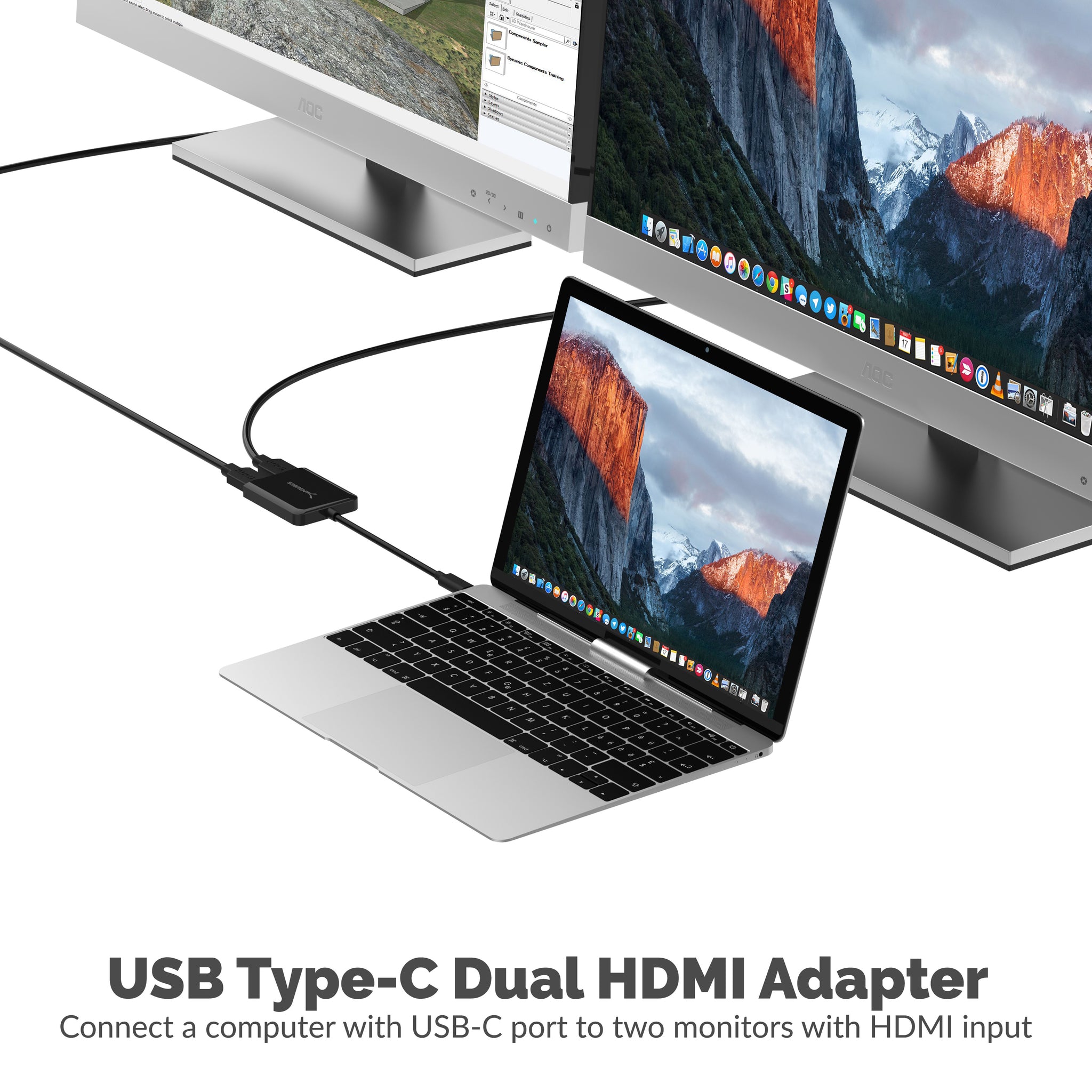  SABRENT Adaptador HDMI dual USB tipo C [soporta hasta dos  monitores 4K 30Hz, compatible solo con sistemas Windows] (DA-UCDH) :  Electrónica