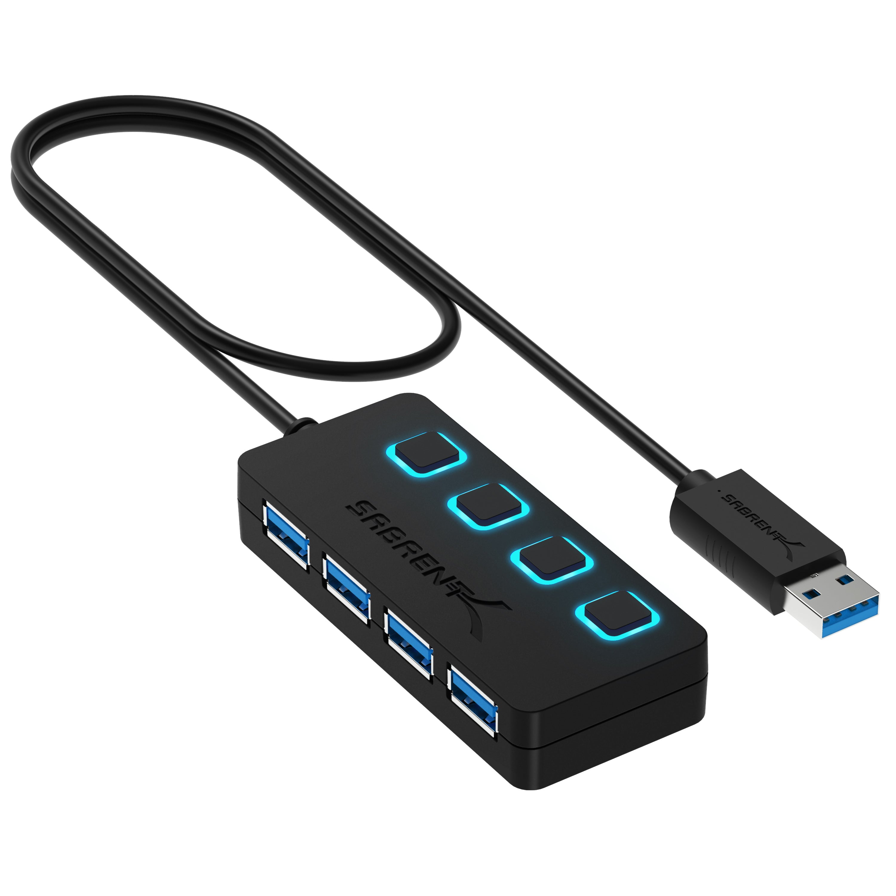 SABRENT 4-Port USB 3.0 Hub with Individual Power Switches (HB-UM43) product image