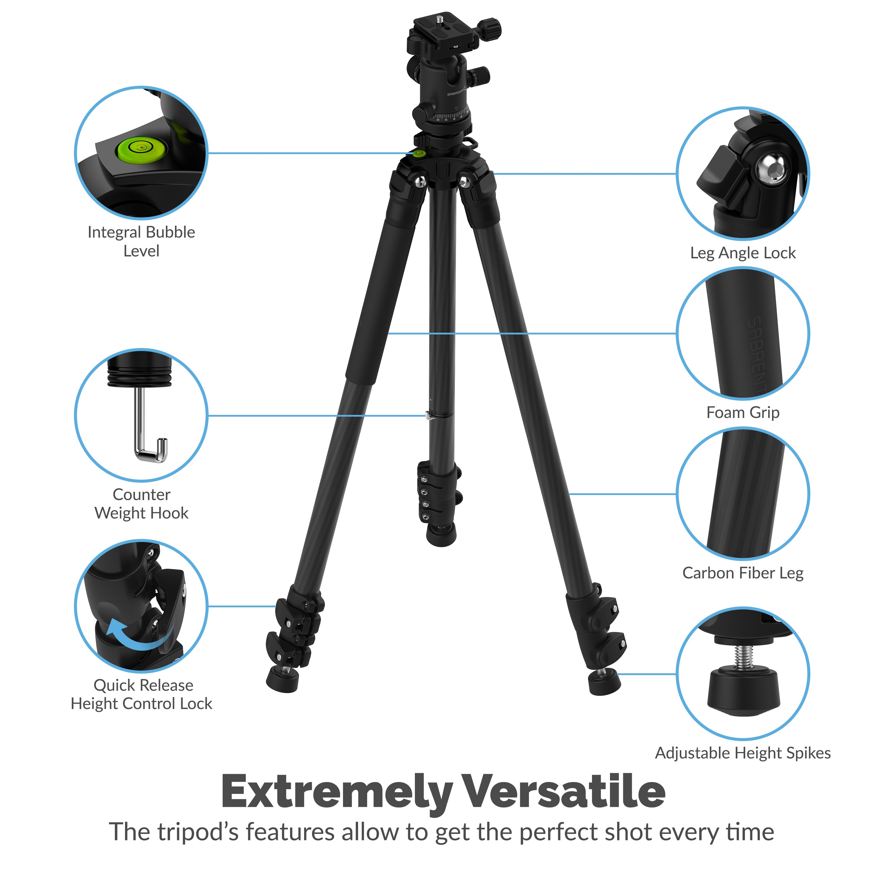Carbon Fiber Tripod With 360° Camera Mount