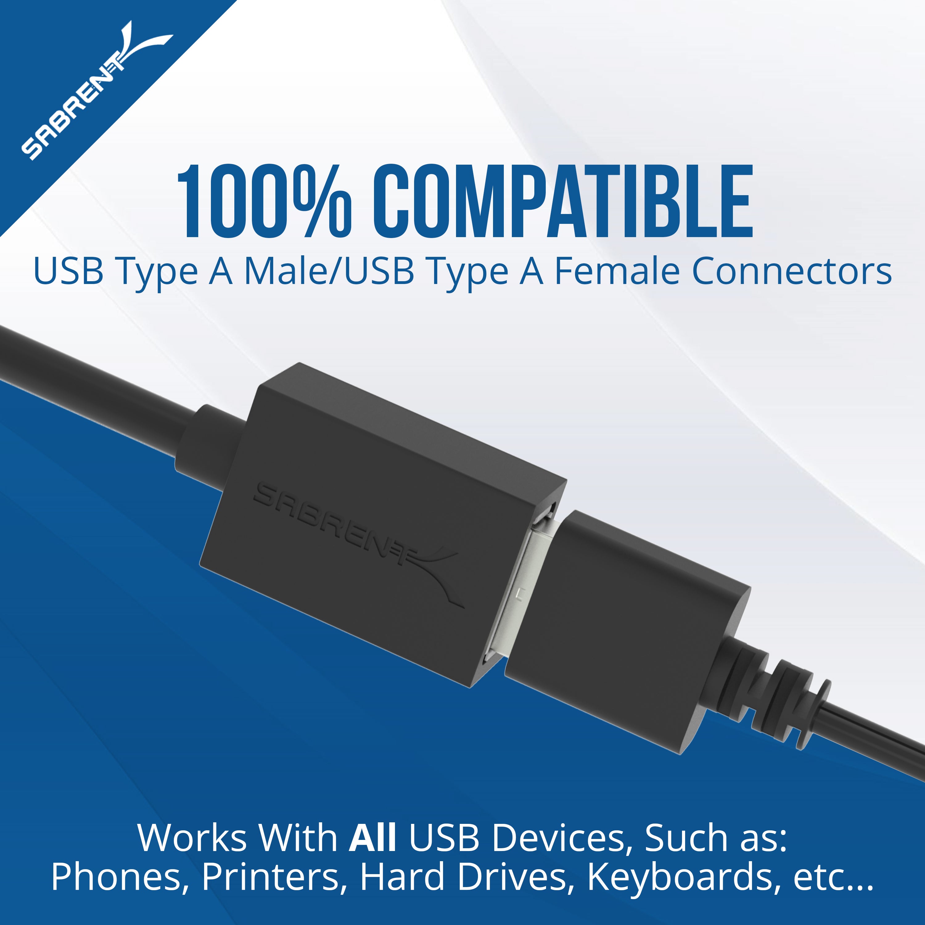 22AWG USB 2.0 Extension Cable - A-Male to A-Female