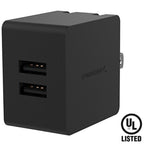 [UL Certified] Dual USB Wall Charger with Foldable Plug (10.5W 2.1 Amp) Smart USB Charger with Auto Detect Technology [Black]