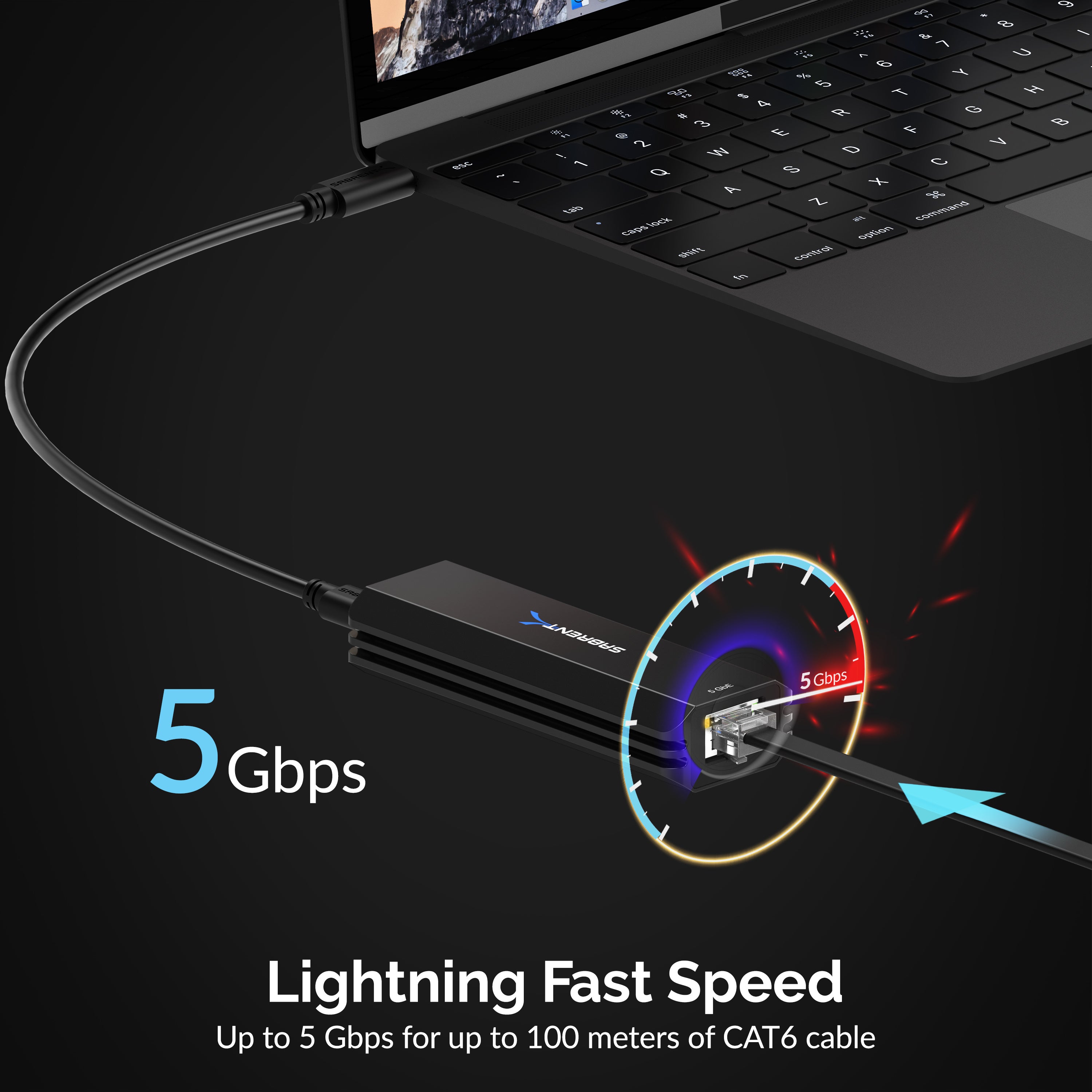 USB Type-A or Type-C to 5-Gigabit Ethernet Adapter [10/100/1000/2500/5000 Mbps]