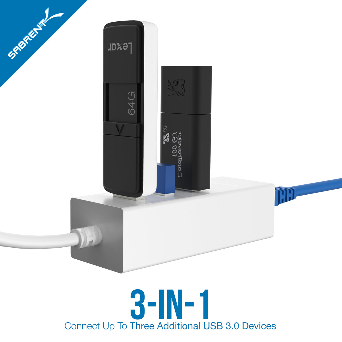 3 Port USB 3.0 and RJ45 10/100/1000 Gigabit Ethernet Port