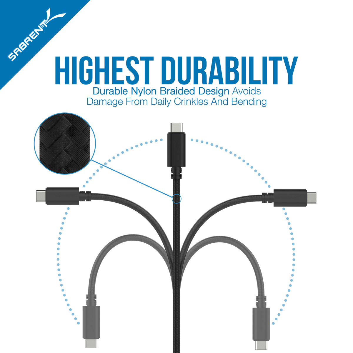 6-Pack 22AWG Premium 6ft USB-C to USB A 2.0 Cables