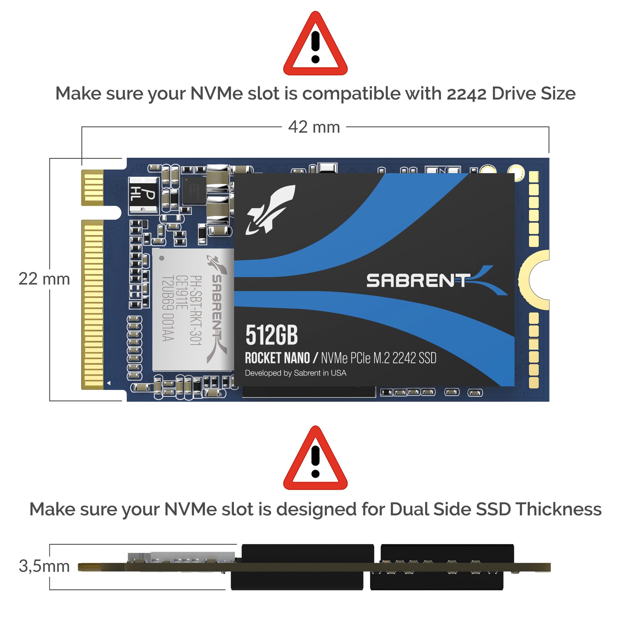 SABRENT SSD 1TB、M.2 SSD 1TB、NVMe 1TB PCIe 4.0 M.2 2230、内蔵SSD速度最大4750MB - 2