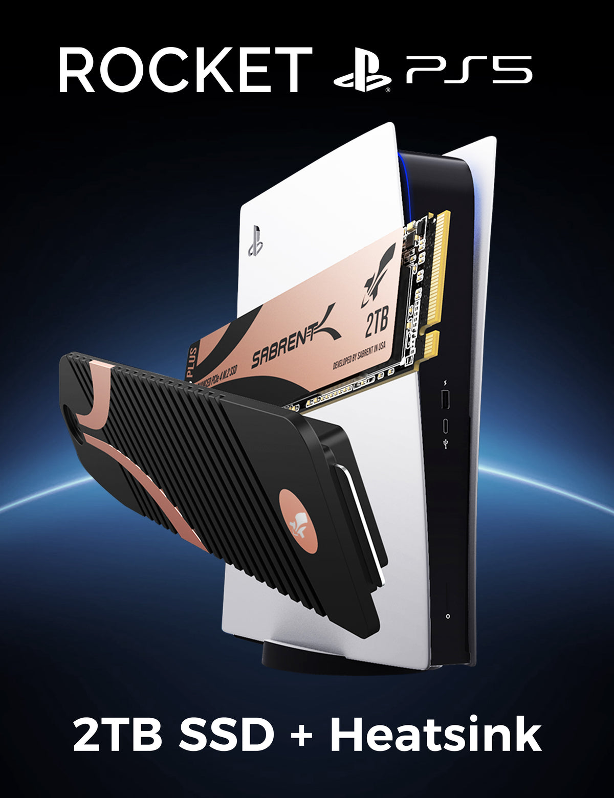 M.2 NVMe Heatsink for the PS5 Console + Rocket 4 Plus SSD