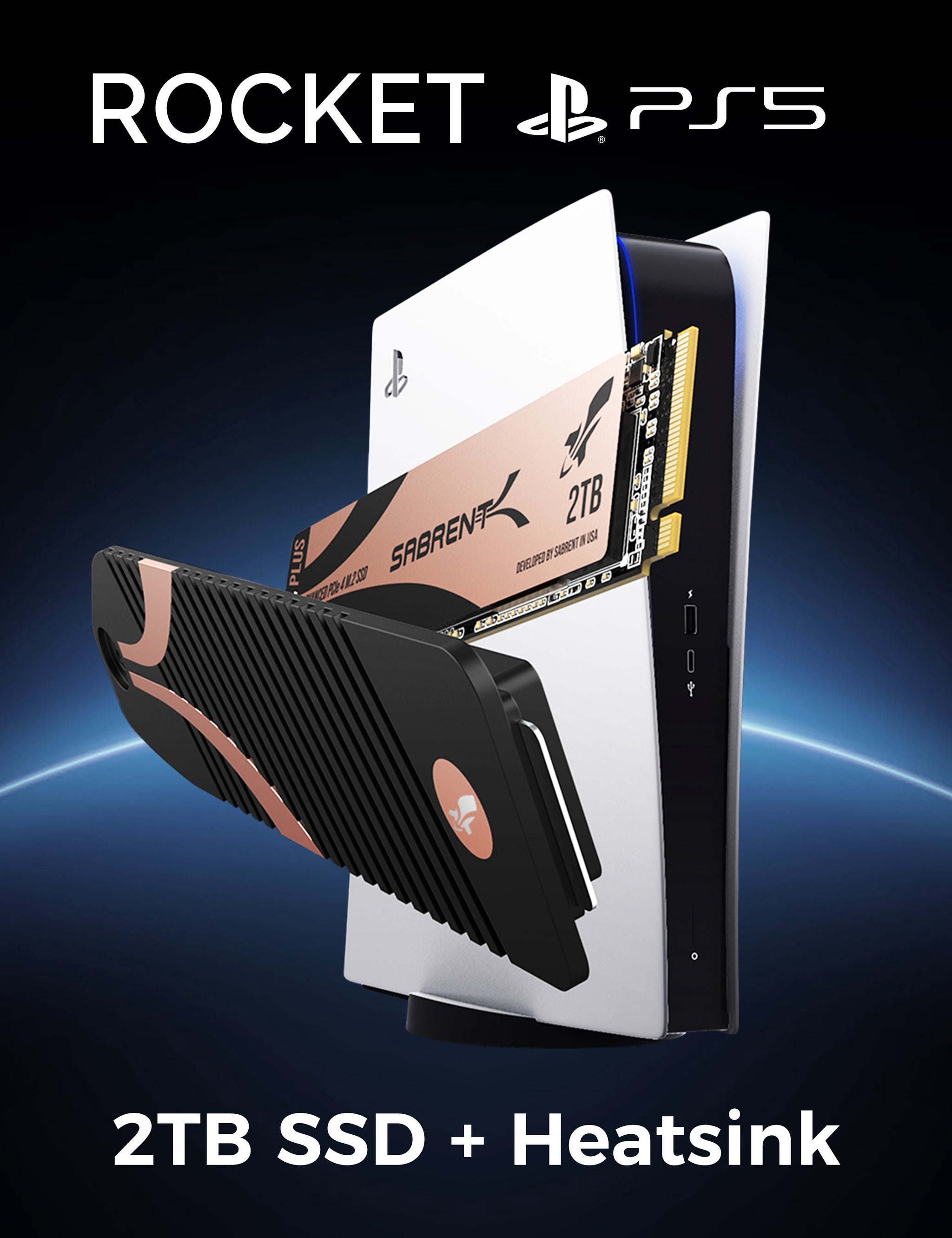 M.2 NVMe Heatsink for the PS5 Console + Rocket 4 Plus SSD - Sabrent