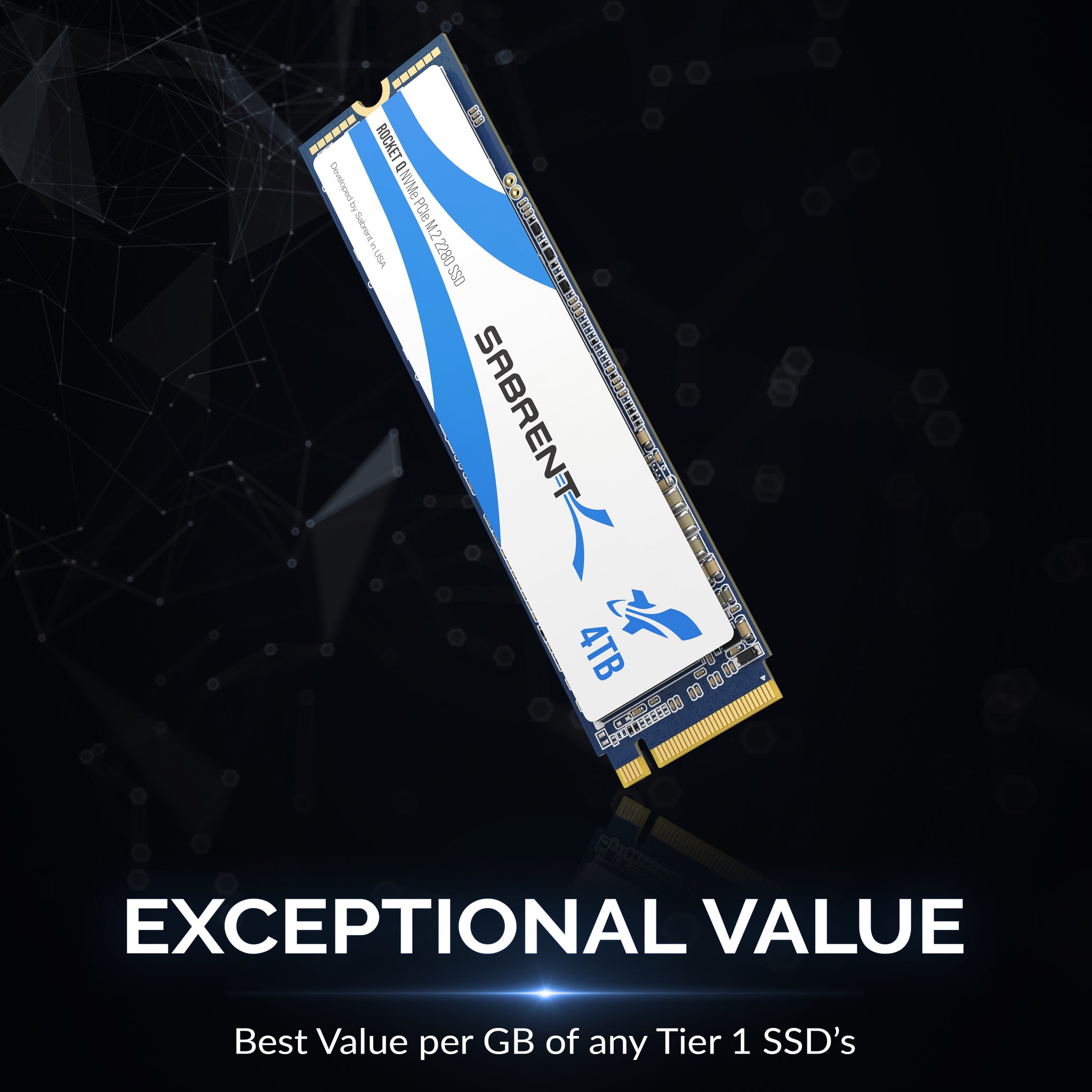 Sabrent ROCKET - SSD - 4 TB - internal - M.2 NGFF 2280 - PCIe 3.1 x4 (NVMe)  - for Intel Next Unit of Computing 12, 13 