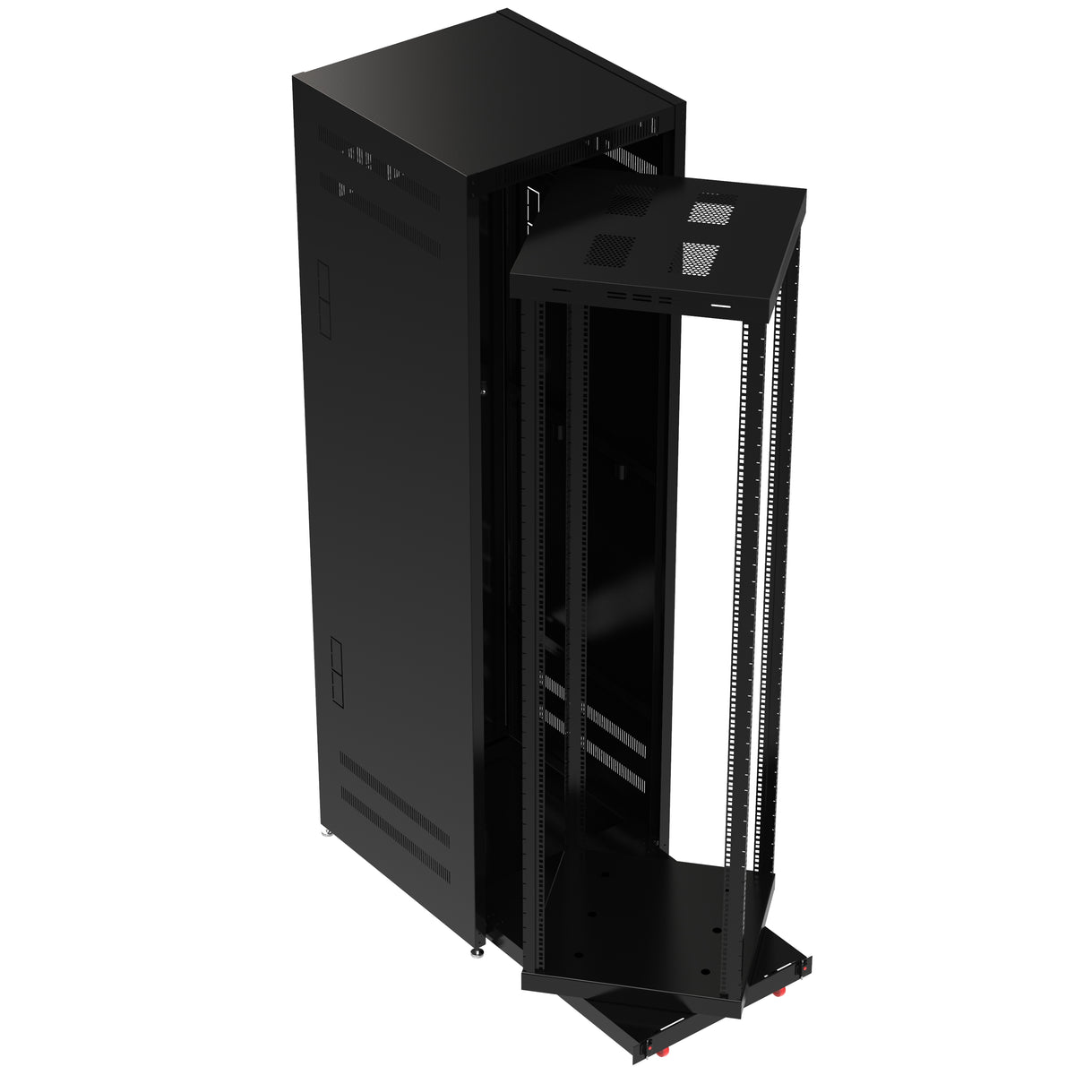 42U IT 27 Inch Black Server Cabinet With Locking Door and Pull-Out Drawer