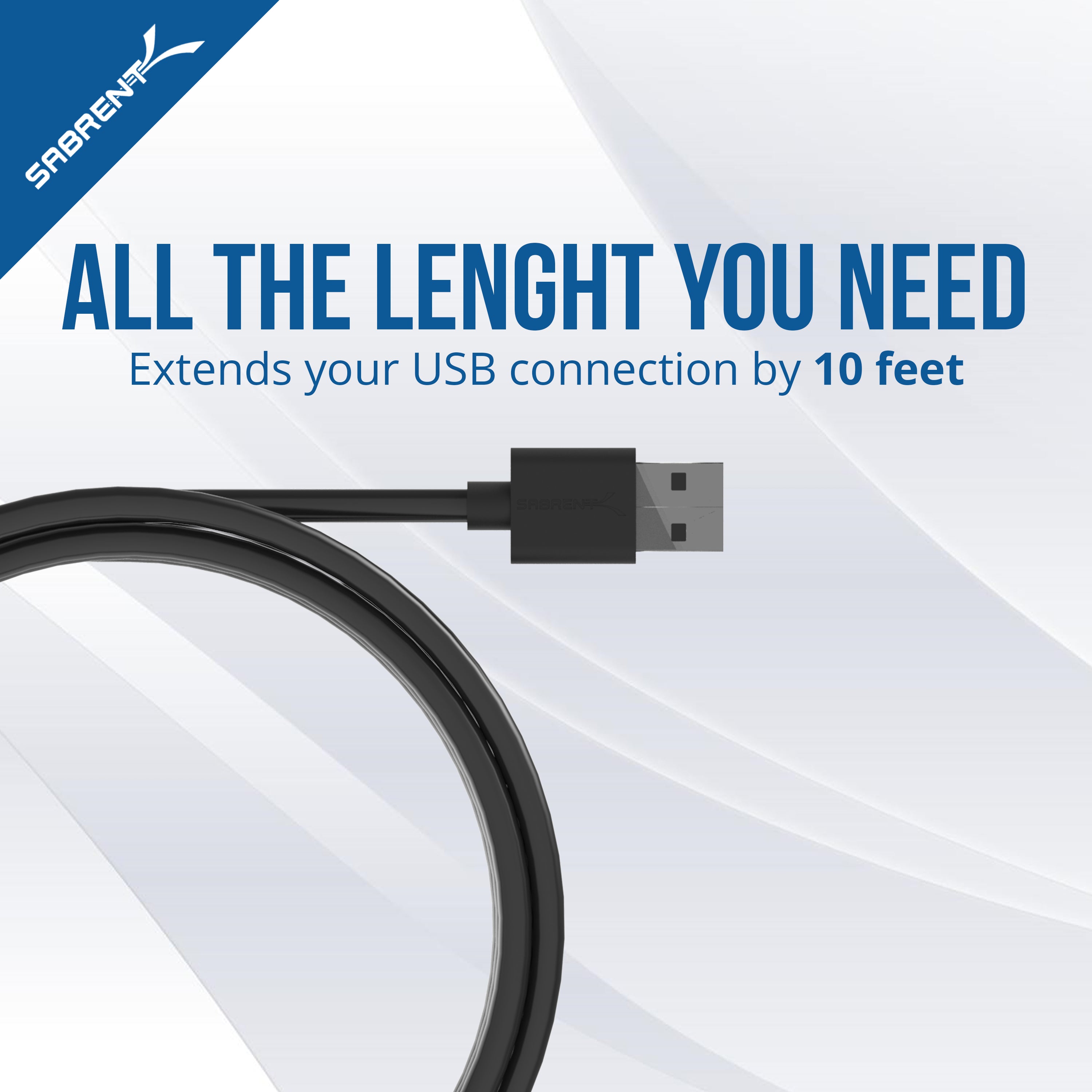 22AWG USB 2.0 Extension Cable - A-Male to A-Female
