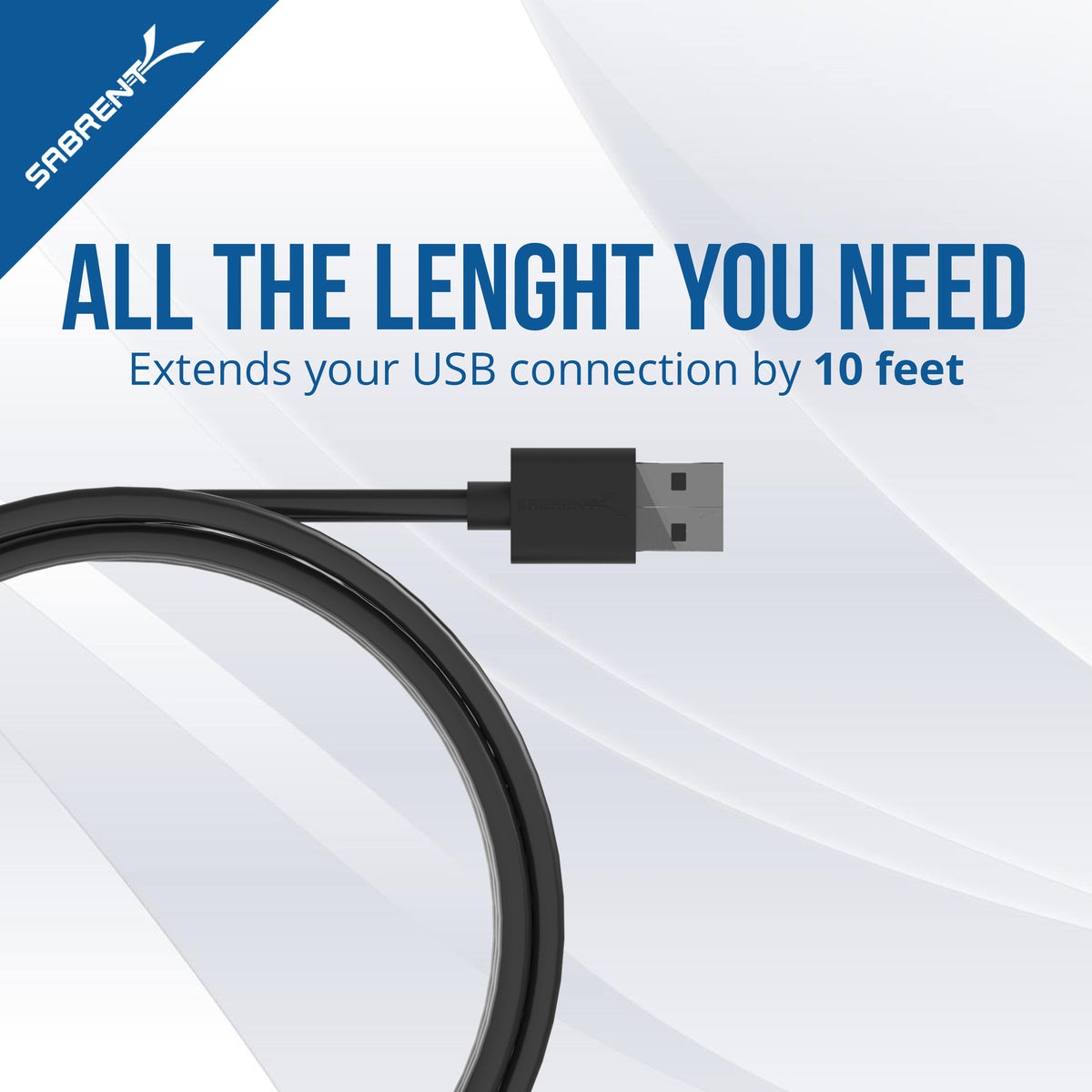 22AWG USB 2.0 Extension Cable - A-Male to A-Female
