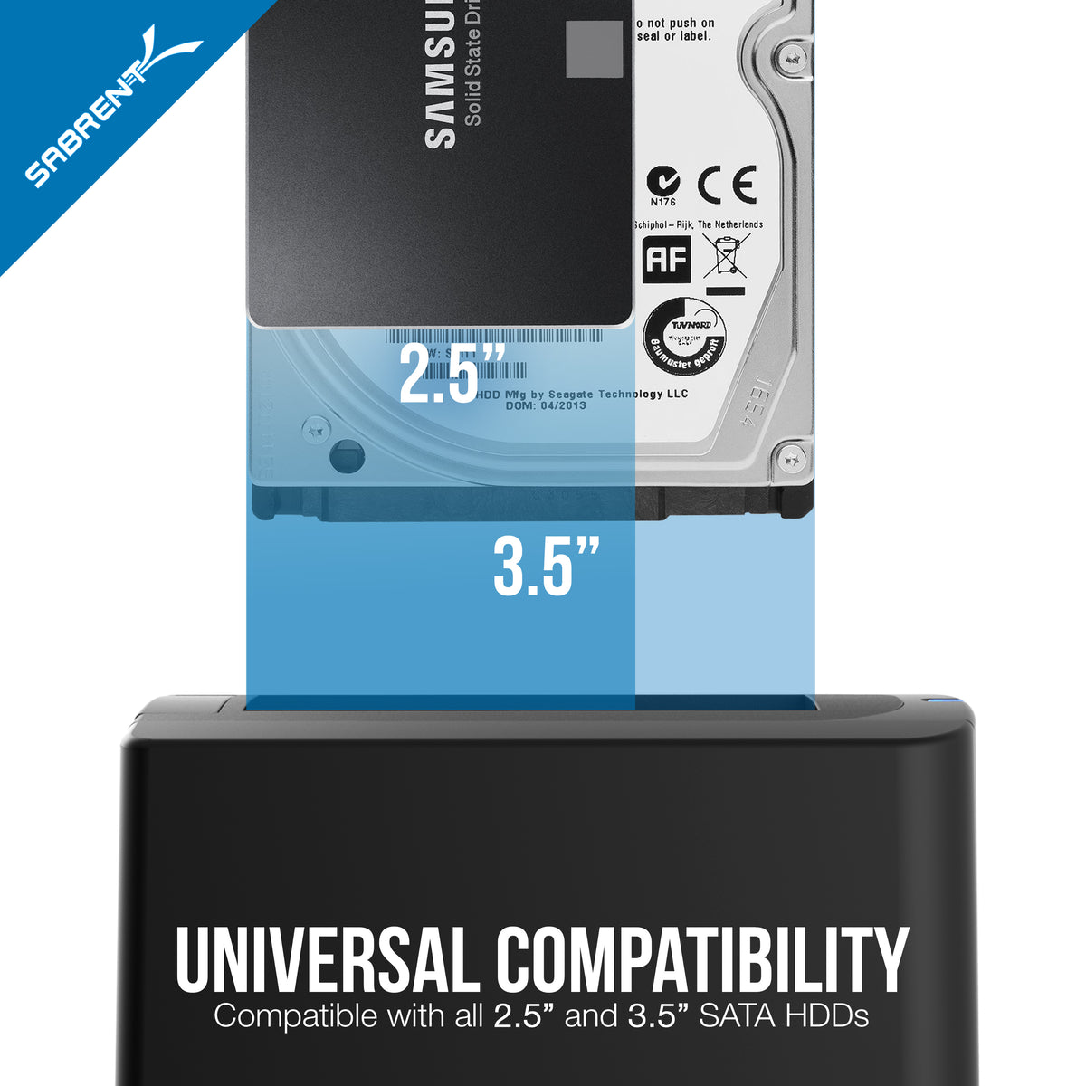 USB 3.0 To Sata External Hard Drive Docking Station For 2.5 Or 3.5In Hdd, SSD