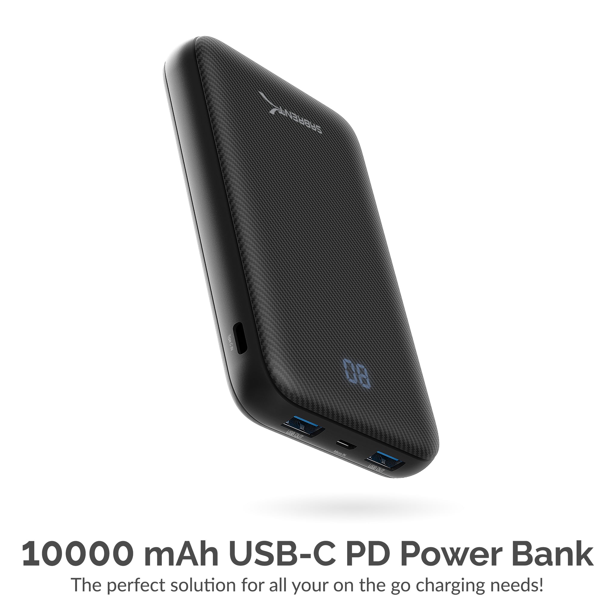 10,000 mAh Quick Charge USB 3.0 and USB-C power bank - Mobisun