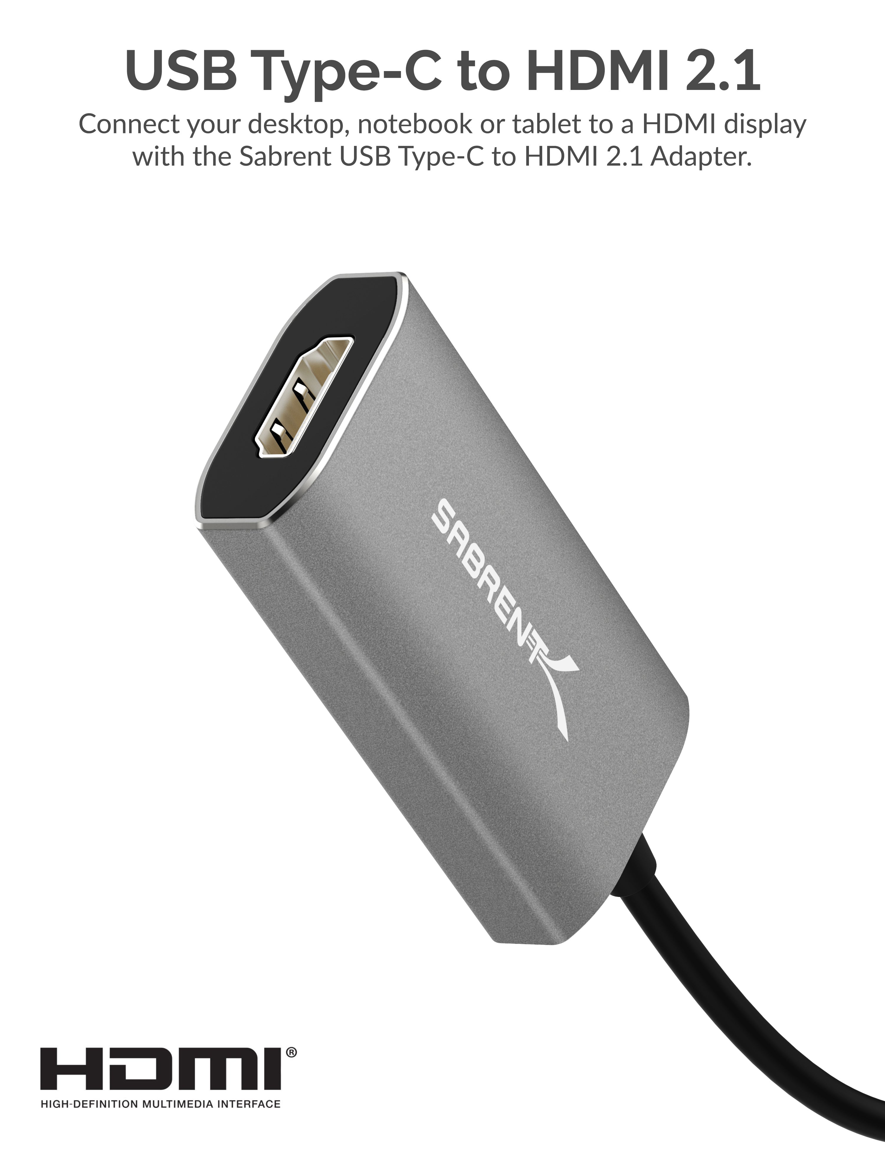 SABRENT Adaptador USB tipo C a HDMI 2.1 | 8K/60Hz y 4K/120Hz con función  DSC | Resolución 8K/30Hz y 4K sin DSC | Compatible con Thunderbolt 3