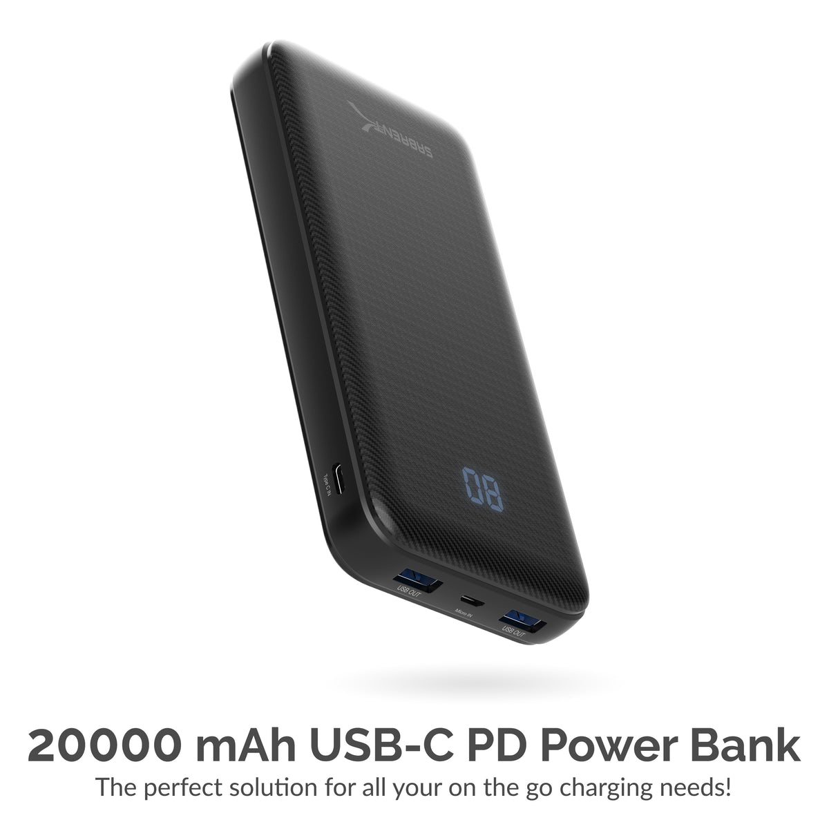 20000 mAh USB C PD Power Bank with Quick Charge 3.0