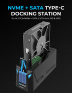 USB-C Docking Station for M.2 PCIe/NVMe and SATA 2.5/3.5-Inch SSD & HDD