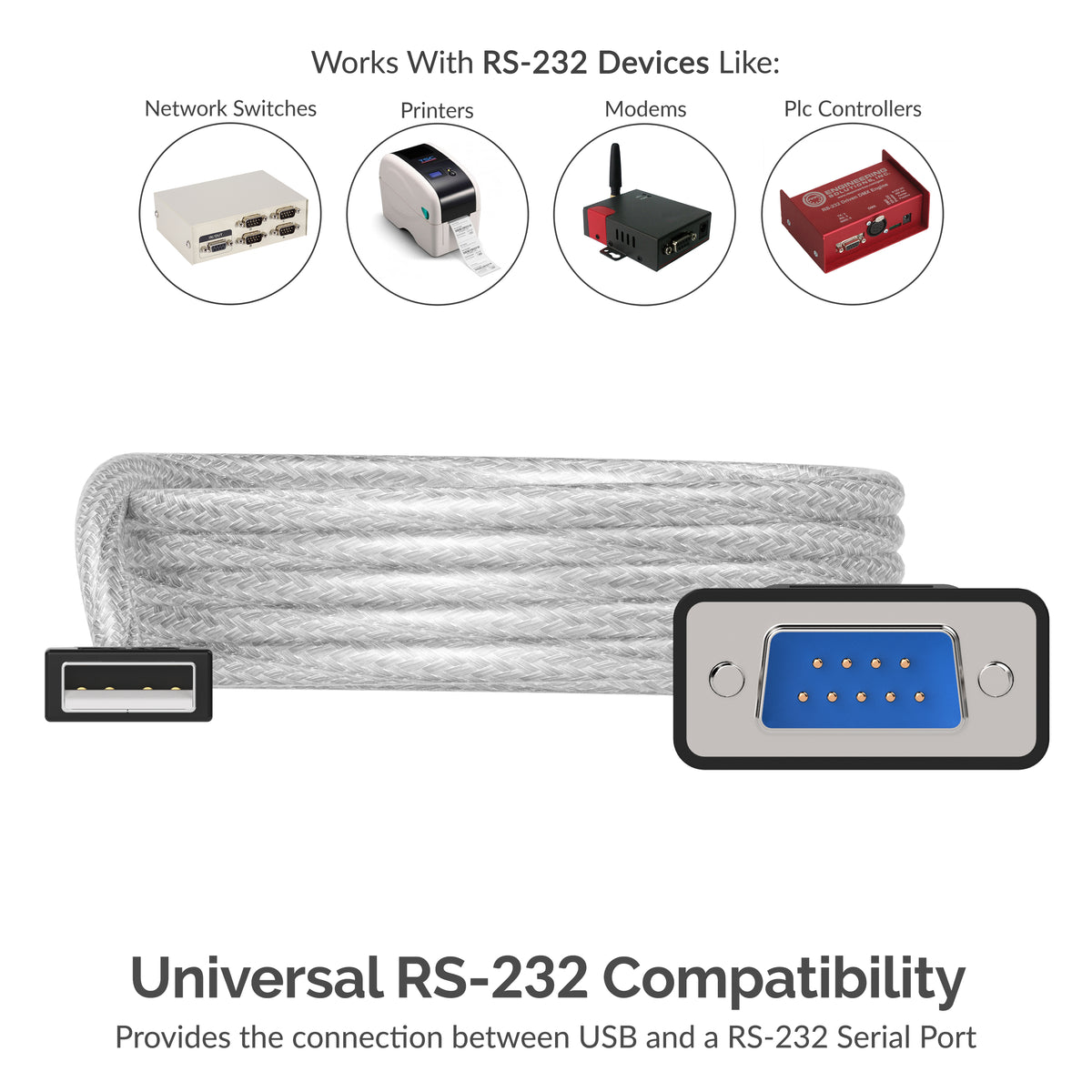 USB to RS-232 DB9 Serial 9 pin Adapter (Prolific PL2303)