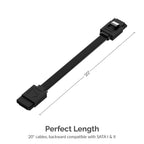 SATA III (6 Gbit/s) Straight Data Cable with Locking Latch for HDD / SSD / CD and DVD drives (3 Pack - 20-Inch)