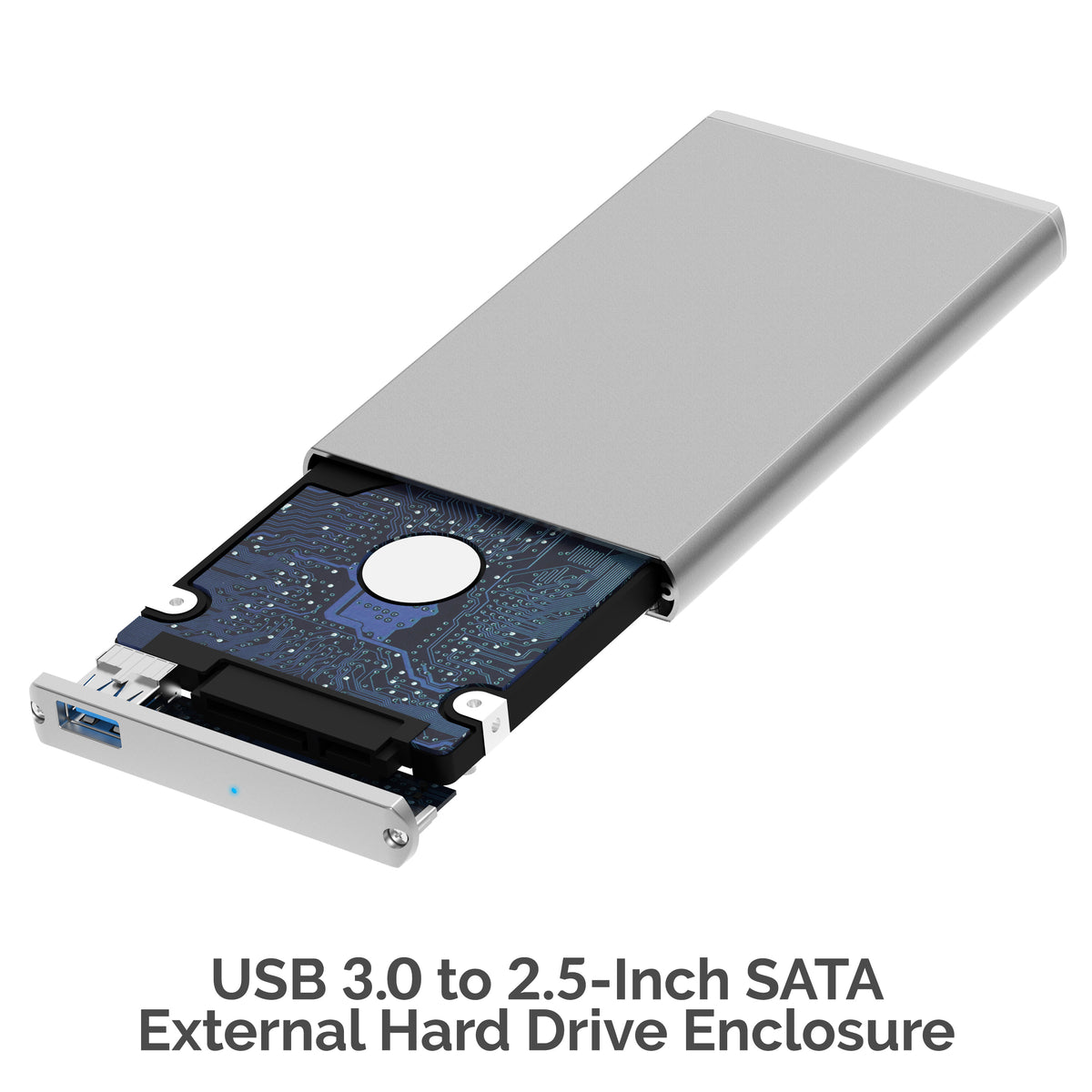 USB 3.0 to SSD / 2.5-Inch SATA External Shockproof Aluminum Hard Drive Enclosure [Support UASP SATA III] White / Silver