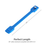 SATA III (6 Gbit/s) Straight Data Cable with Locking Latch for HDD / SSD / CD and DVD drives (3 Pack - 20-Inch)