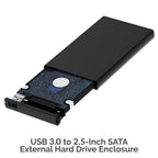 USB 3.0 to SSD / 2.5-Inch SATA External Shockproof Aluminum Hard Drive Enclosure Fits UASP SATA III, Black