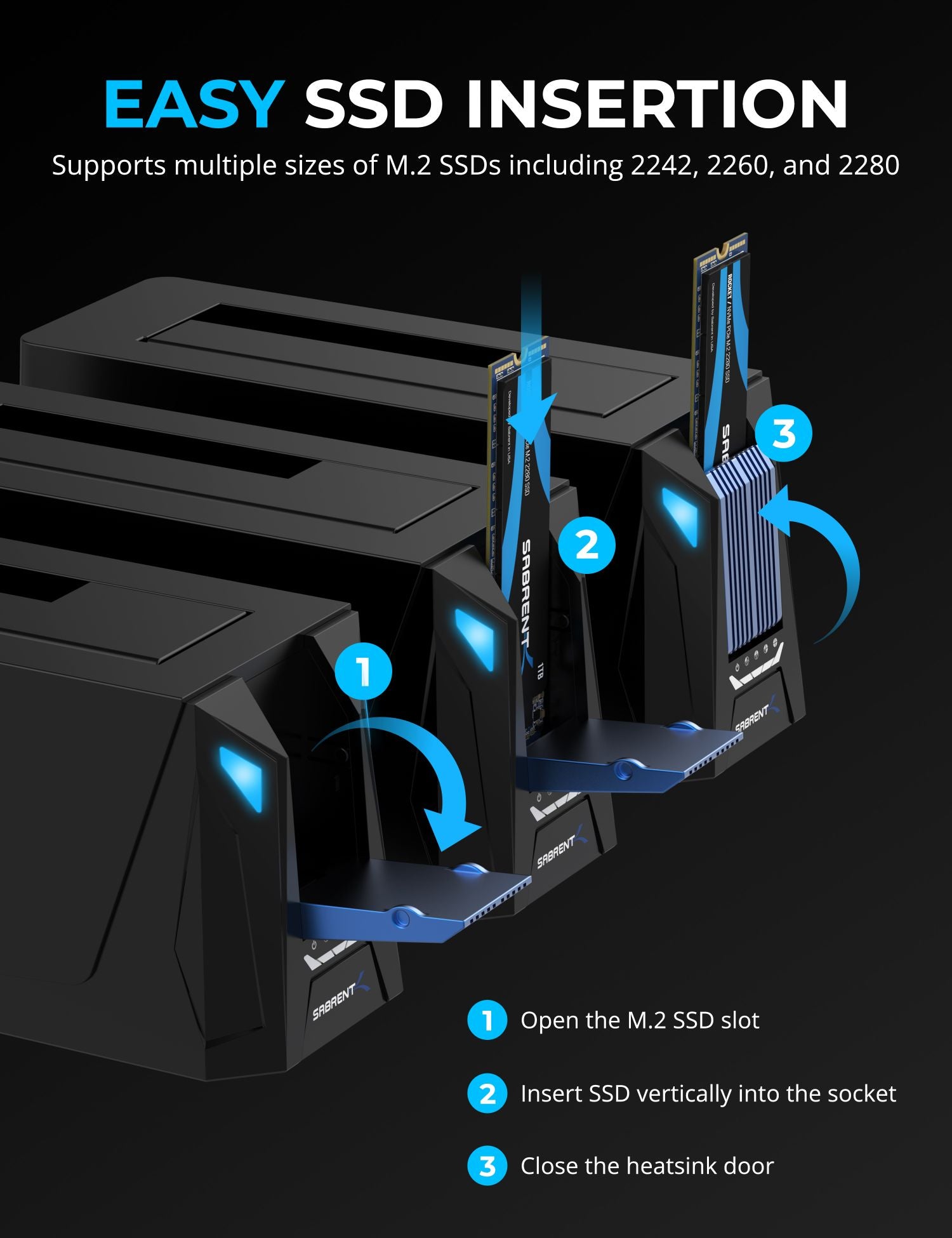 USB-C Docking Station for M.2 PCIe/NVMe and SATA 2.5/3.5-Inch SSD & HDD