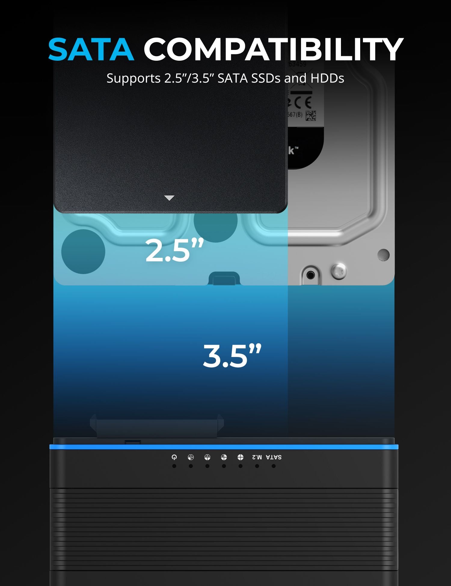 USB 3.2 Type C M.2 PCIe NVMe + 2.5/3.5 Inch SSD & HDD Converter