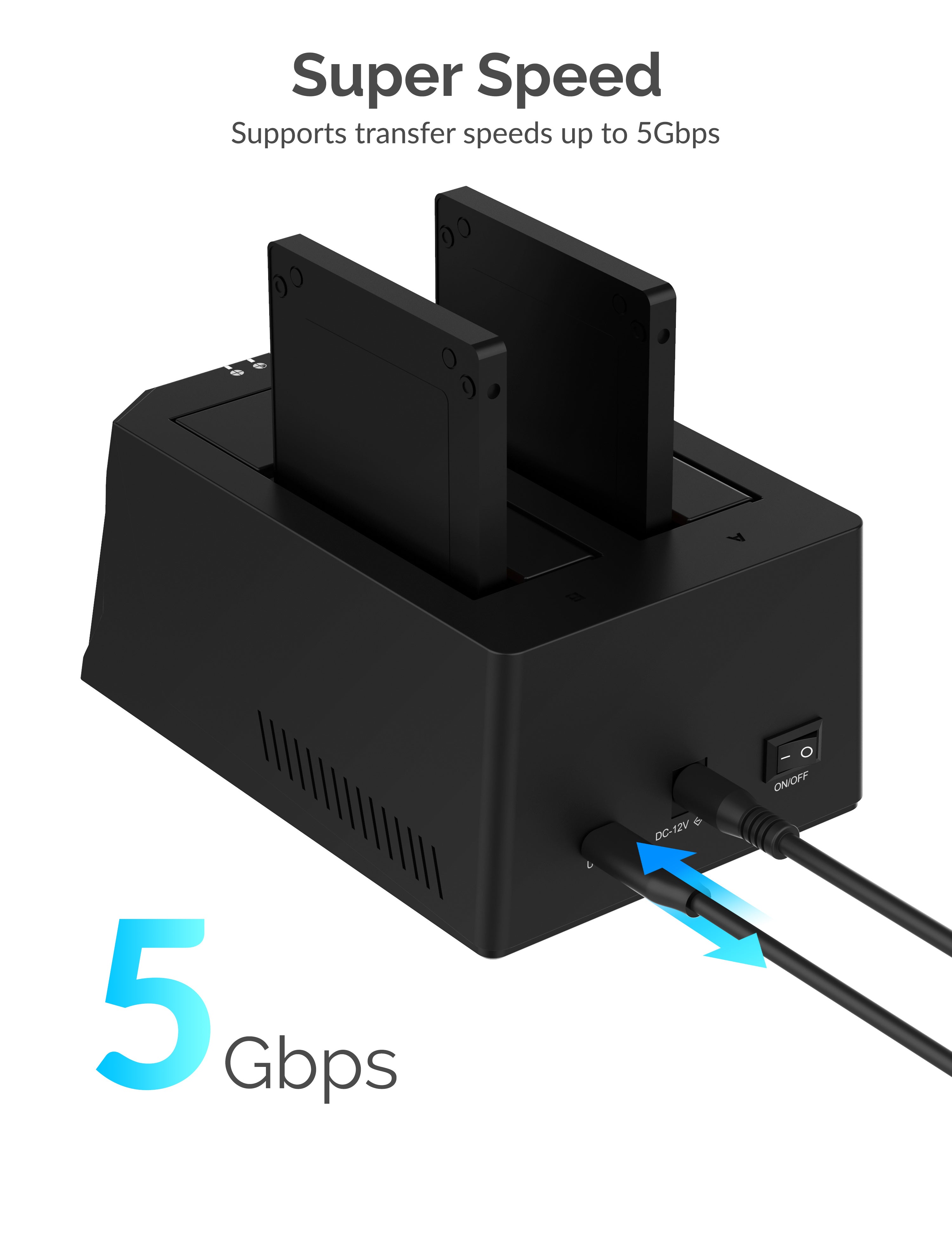 USB Type-C SATA 2.5" & 3.5" Dual Bay Hard Drive Docking Station