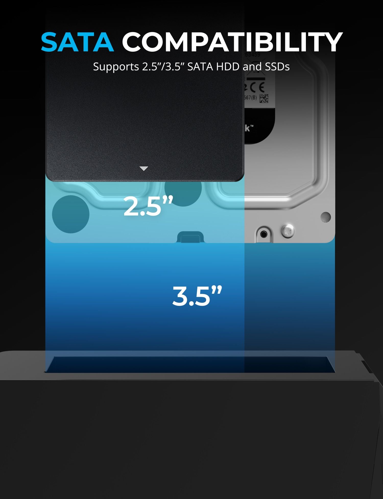 USB-C Docking Station for M.2 PCIe/NVMe and SATA 2.5/3.5-Inch SSD & HDD