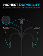 USB Type-C to 3.5mm Audio Jack Active Adapter 20" Cable