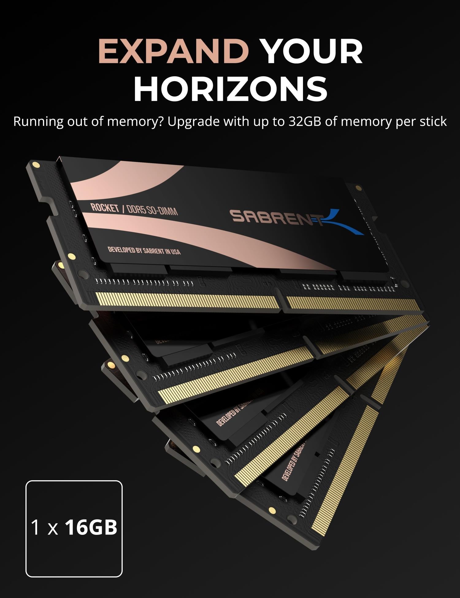 Rocket DDR5 32GB SO-DIMM 4800MHz Memory Kit (2x16GB) – Sabrent
