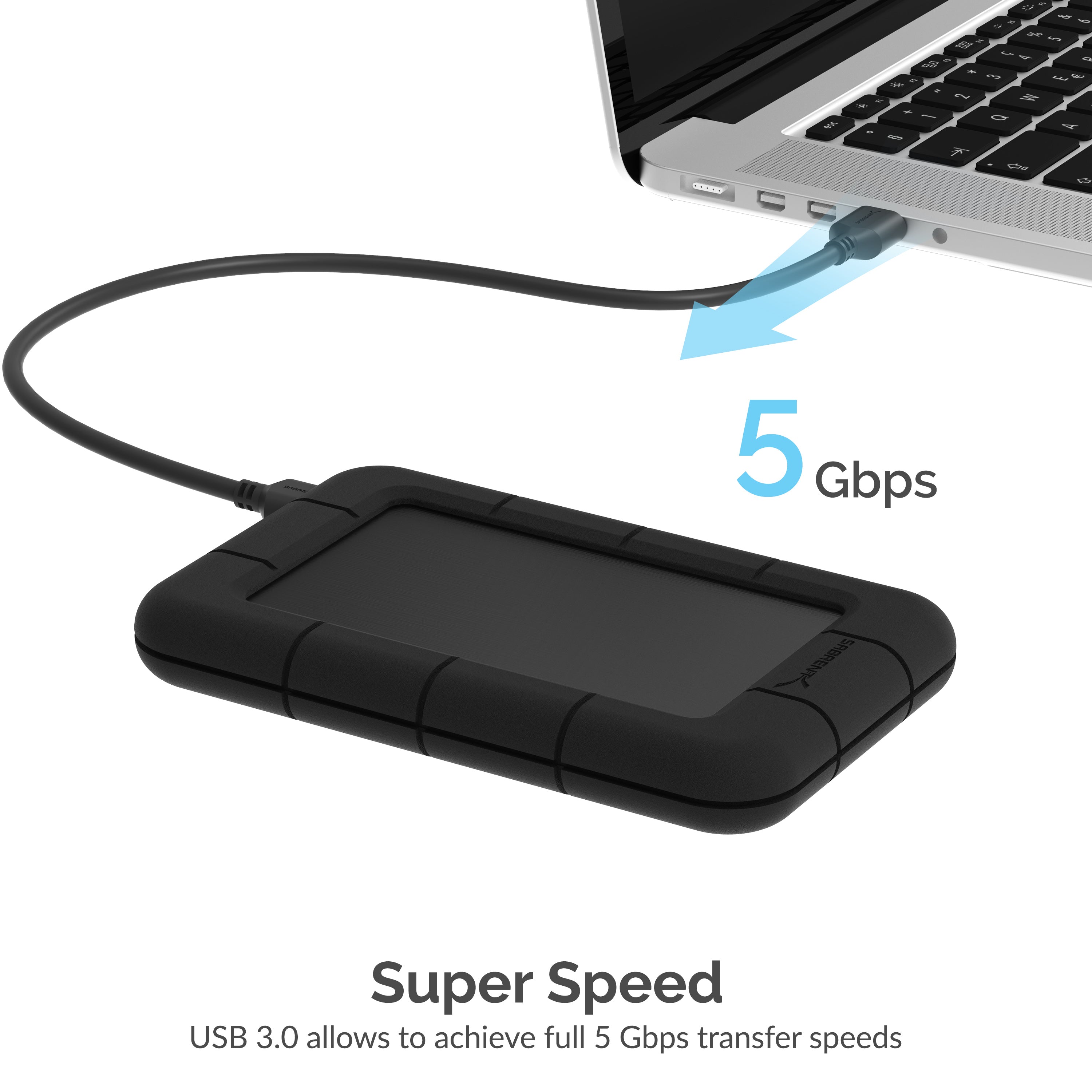 USB 3.0 to SSD / 2.5-Inch SATA External Shockproof Aluminum Hard Drive Enclosure Fits UASP SATA III, Black