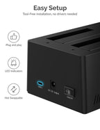 USB Type-C SATA 2.5" & 3.5" Dual Bay Hard Drive Docking Station