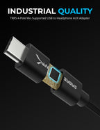 USB Type-C to 3.5mm Audio Jack Active Adapter 20" Cable