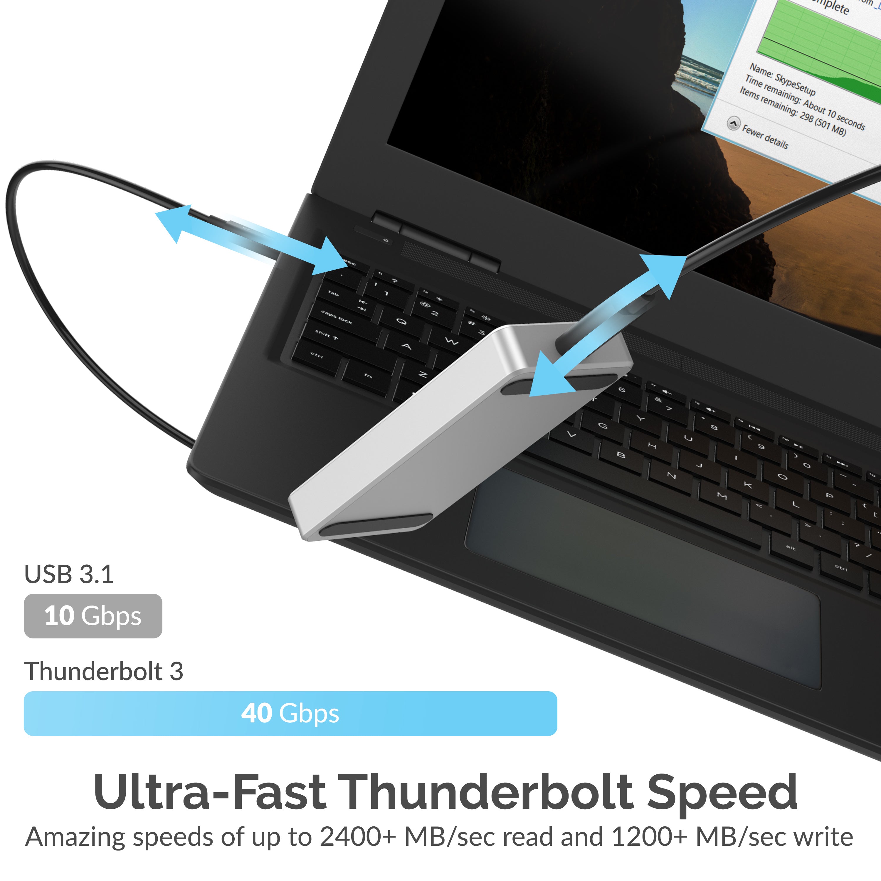 Sabrent Rocket XTRM 1TB Thunderbolt 3 External SSD (Up to 2400MBs/2400MBs R/W) (SB-XTRM-1TB)