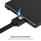 SATA III (6 Gbit/s) Right Angle Data Cable with Locking Latch for HDD / SSD / CD and DVD drives (3 Pack - 20-Inch)