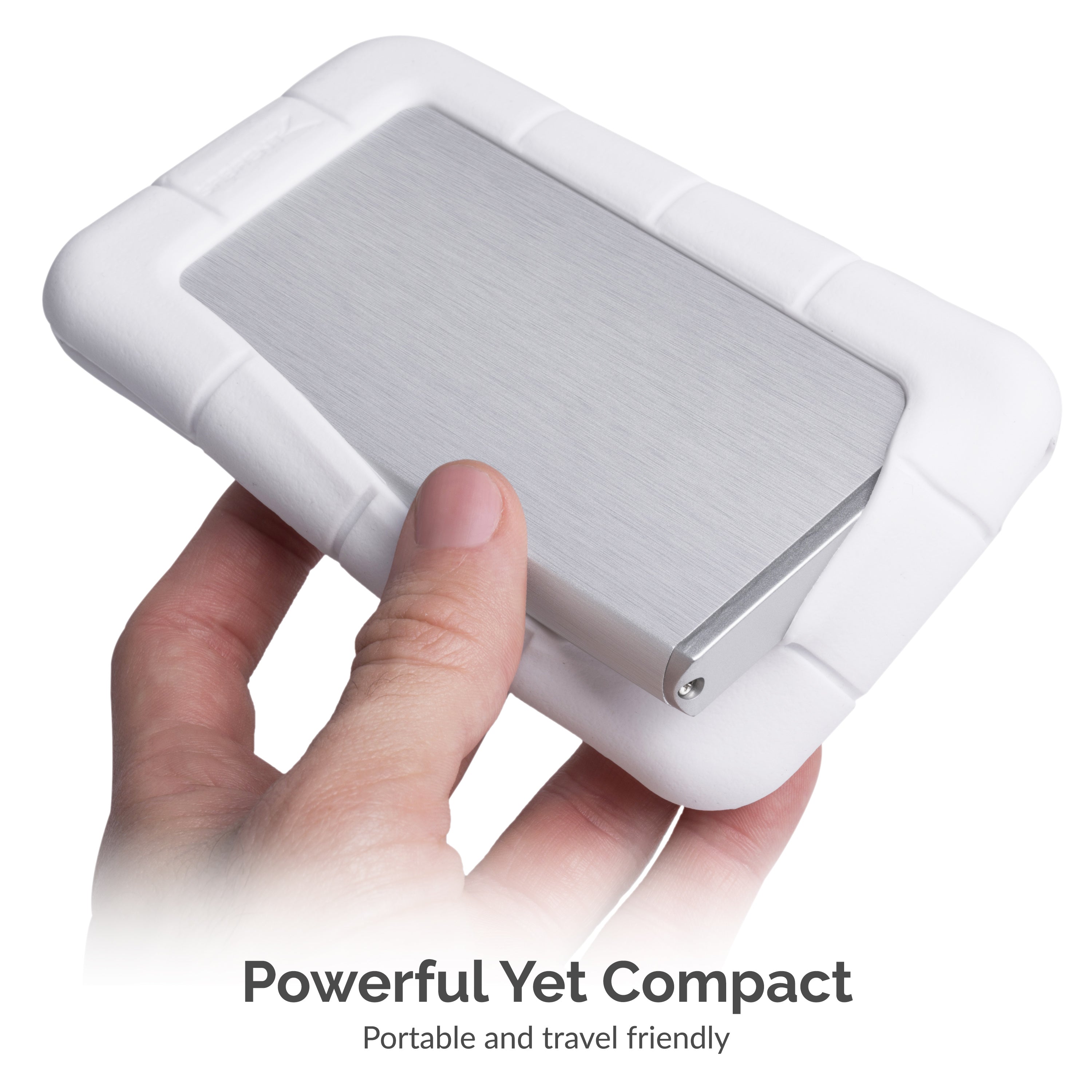 USB 2.0 to 2.5-Inch SATA/SSD External Shockproof Aluminum Hard Drive Enclosure White/Silver