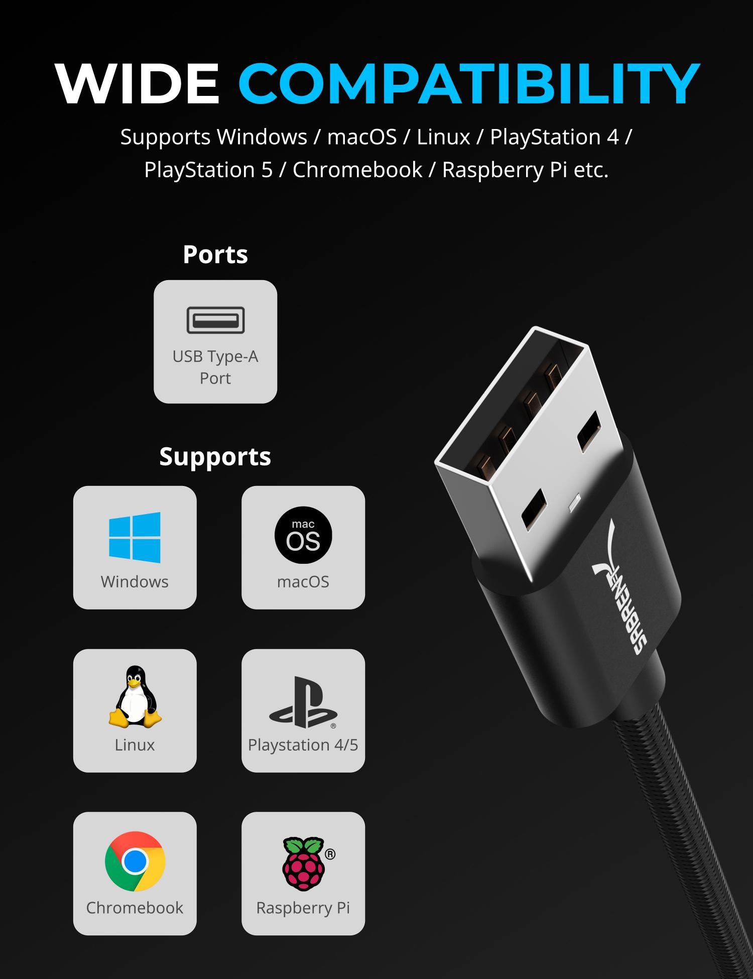 USB Type-A to 3.5mm Audio Jack Active Adapter 20 Cable - Sabrent