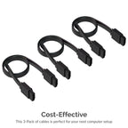 SATA III (6 Gbit/s) Straight Data Cable with Locking Latch for HDD / SSD / CD and DVD drives (3 Pack - 20-Inch)