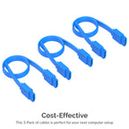 SATA III (6 Gbit/s) Straight Data Cable with Locking Latch for HDD / SSD / CD and DVD drives (3 Pack - 20-Inch)