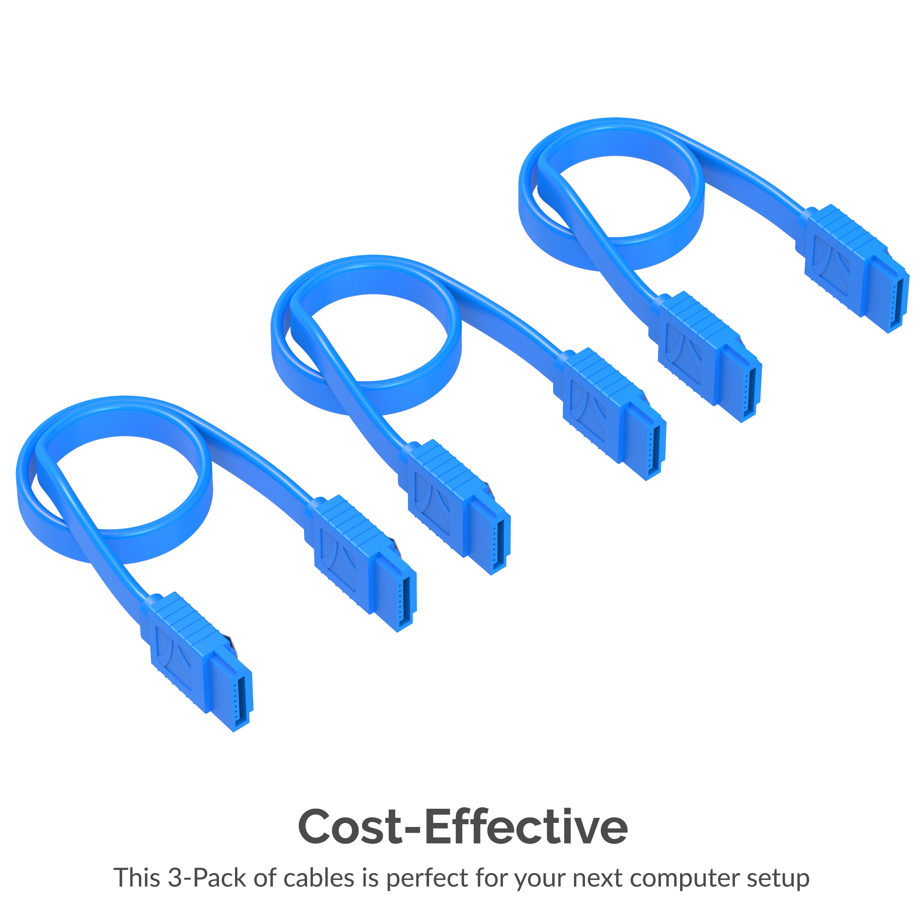 SATA III (6 Gbit/s) Straight Data Cable with Locking Latch for HDD / SSD / CD and DVD drives (3 Pack - 20-Inch)
